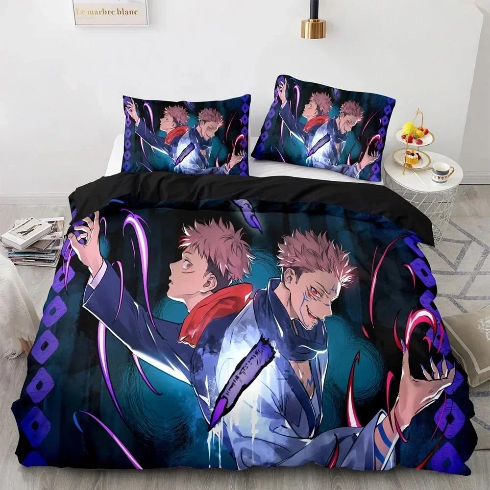 Jujutsu Kaisen Bedding Set Duvet Cover Sheet Printed Bed Set Pillowcase Bed Full Queen King Size Comforter Bedroom