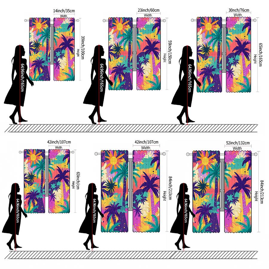 Beach Coconut Tree Pattern Printed Curtains Pole Bag Christmas Decorations Daily Home Room Curtain Polyester