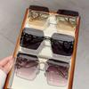 Cutting Rimless One Piece Shield Sunglasses Women New Fashion Alloy Oversized Square Alloy Sun Glasses Men Hip Hop Shades