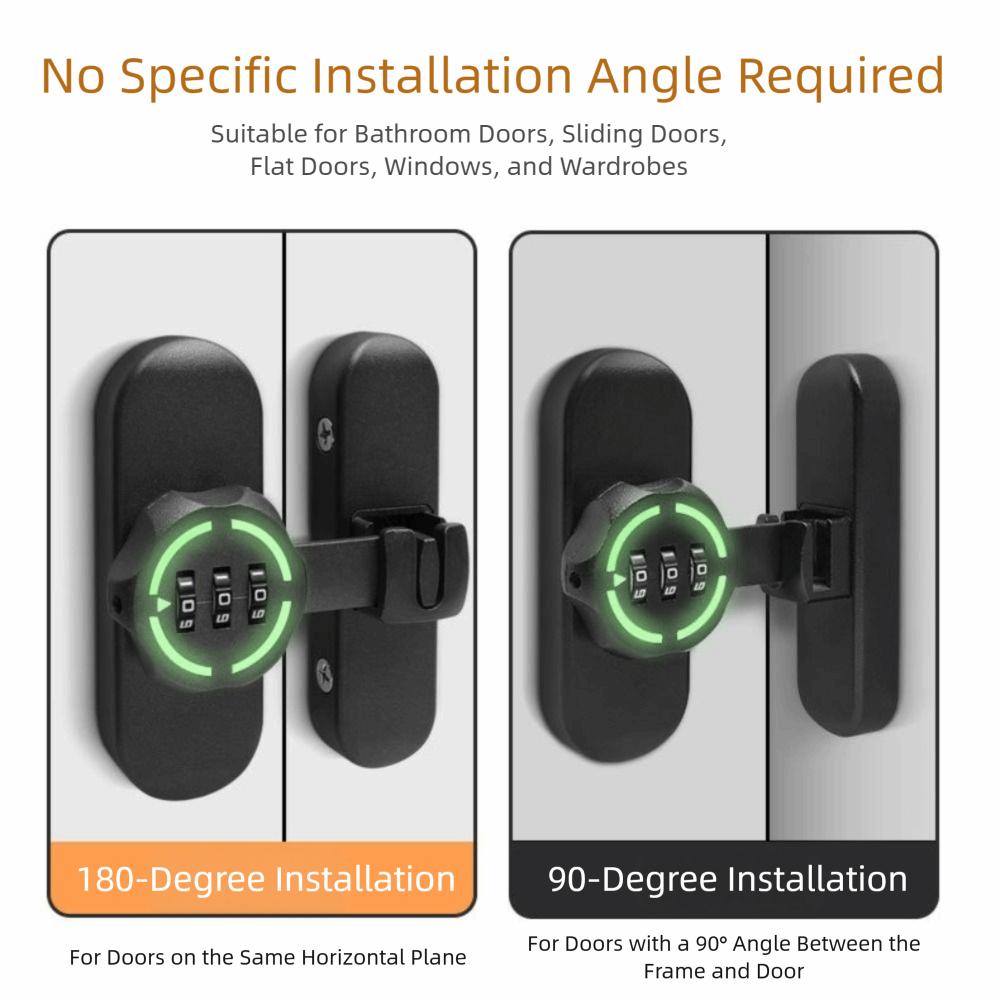 Zinc Alloy Password Lock Luminous Sign 90/180 Degree Sliding Door Lock Mechanical Password 3-Digit Combination Combination Lock bianco