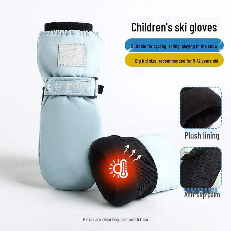 

Kids Winter Water-Resistant Ski Gloves with Fleece Lining for Outdoor Snow Play and Cycling One Size синий