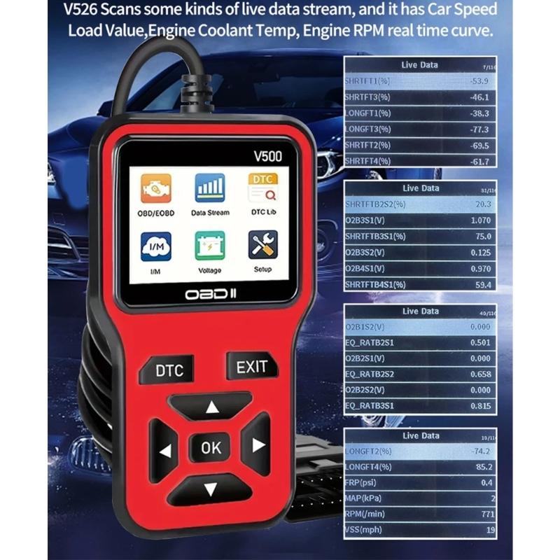 Efficient V500 OBD2 Scanner Car Diagnostic Tool With Real Time Data Stream And Fault Code Reader For 12V Vehicles