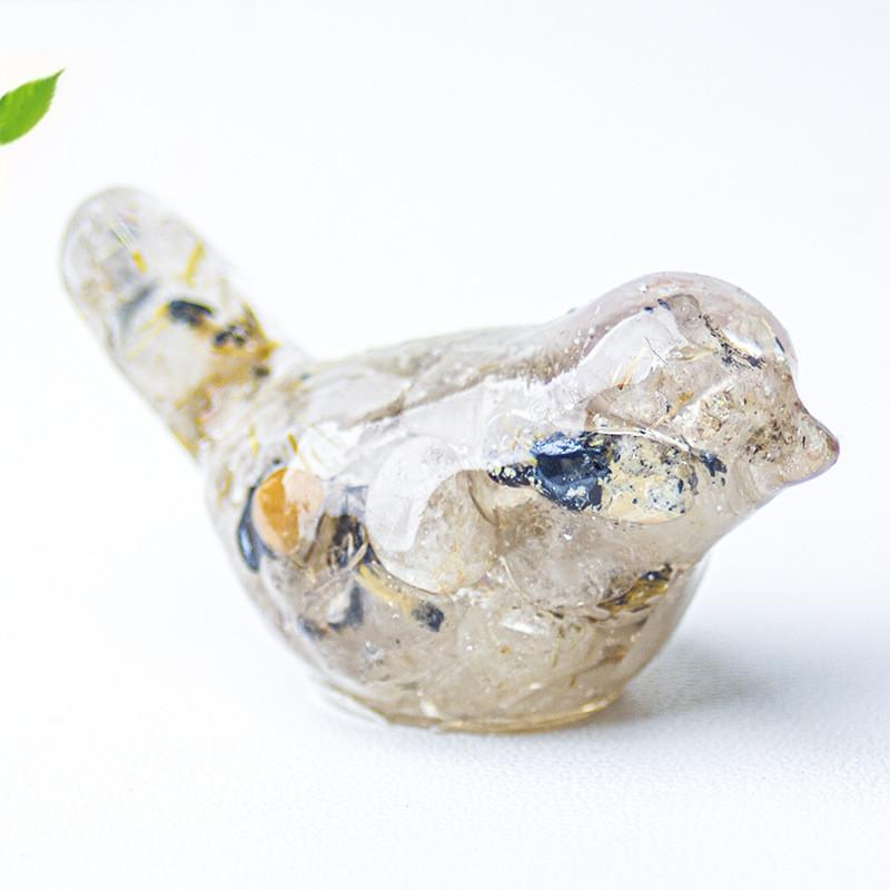 Resin Crystal Bird Figurine With Natural Waterstone For Home Office Decor Gift For Friends