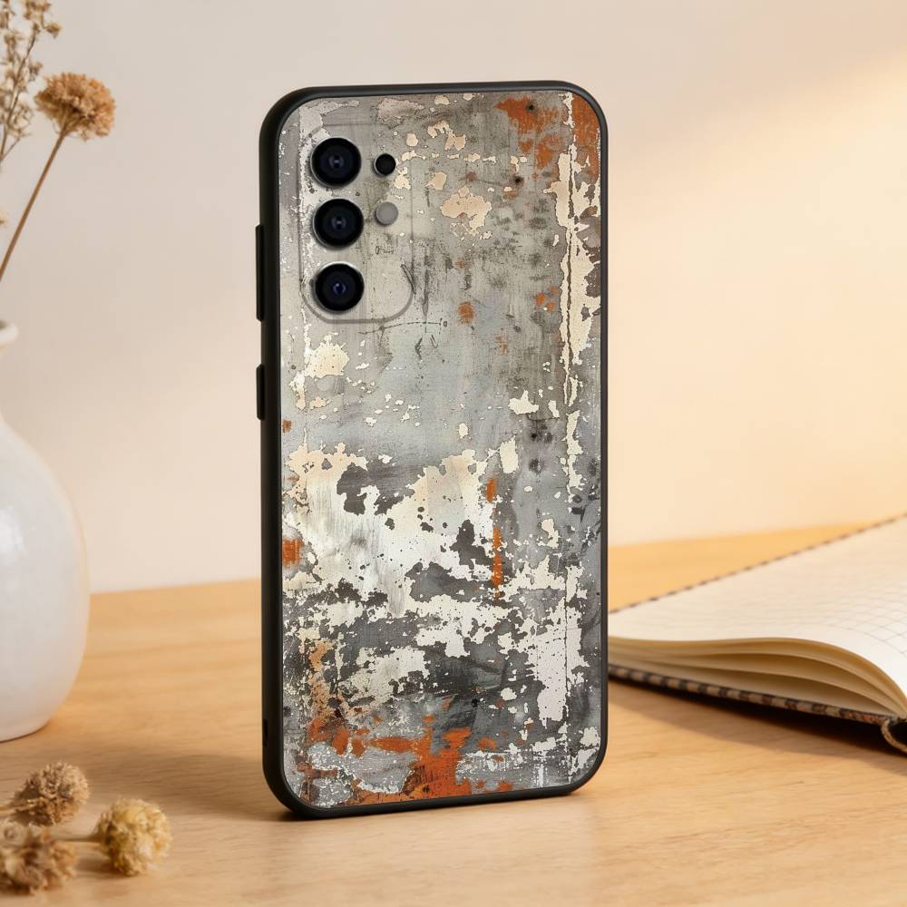 Retro Rust Design Phone Case Black Silicone Soft For Samsung S25,S24,S21,S22,S23,S30,Ultra,S20,Plus,Fe,Lite