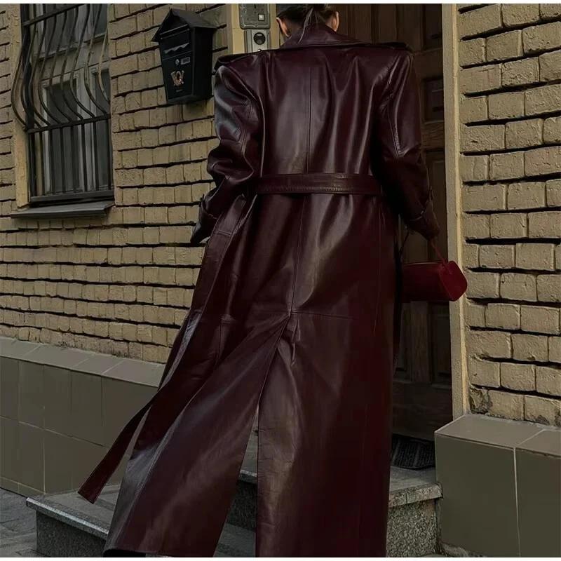 Leather Soft Casual Fit New Women Trench Coat Burgundy Handmade Lambskin Genuine