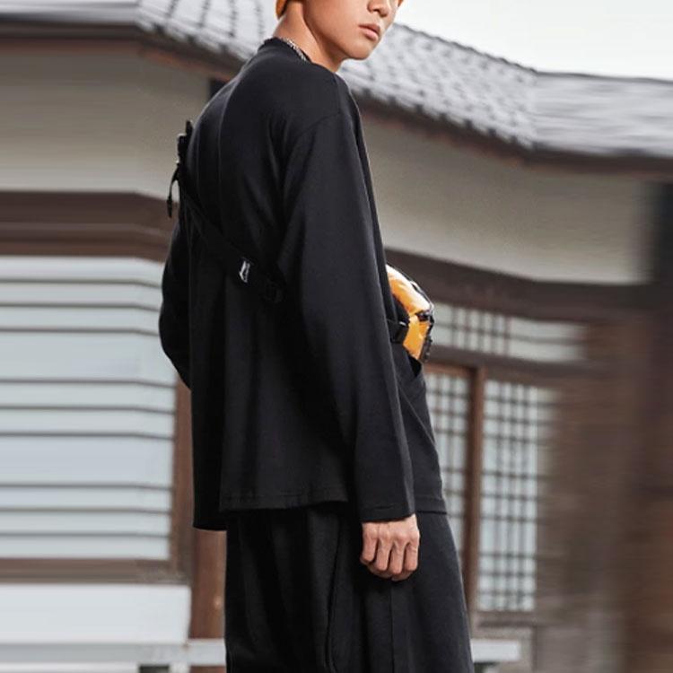 Li Ning Plain Embroidered Loose Round Neck Long Sleeve Sweatshirt Men Sweatshirt Black AHSR269-1