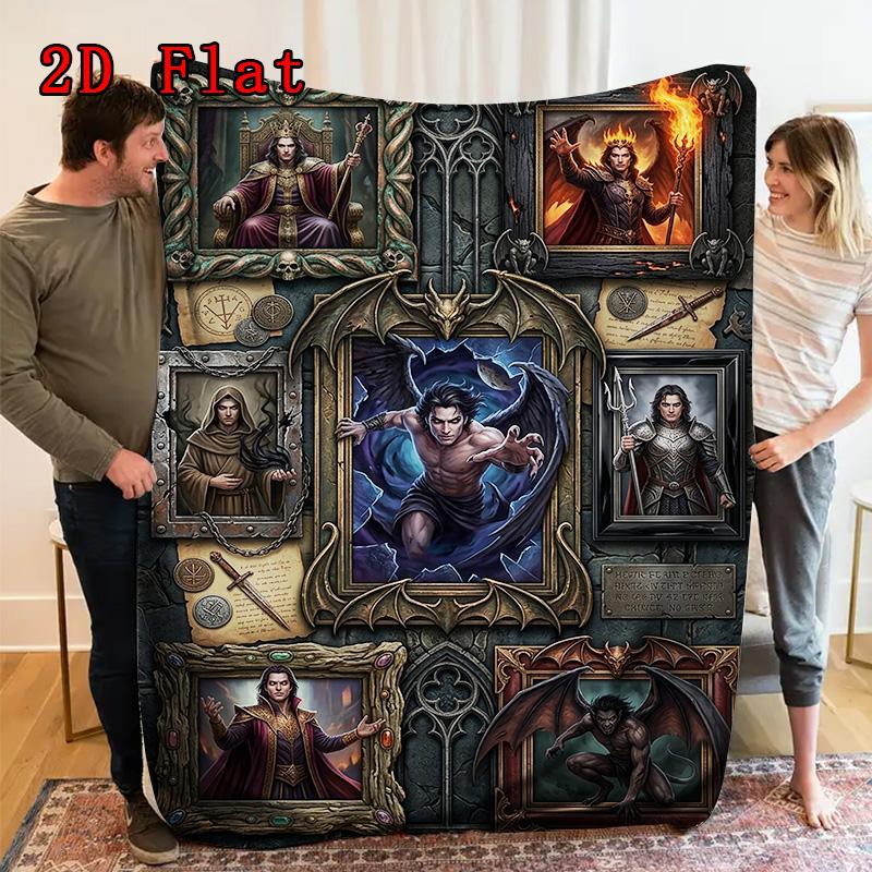 Dark Fantasy Portraits 2D Flat Pattern Flannel Blanket, High Quality All Seasons, Home Decor, Warmth and Comfort, Perfect for Christmas Gifts.