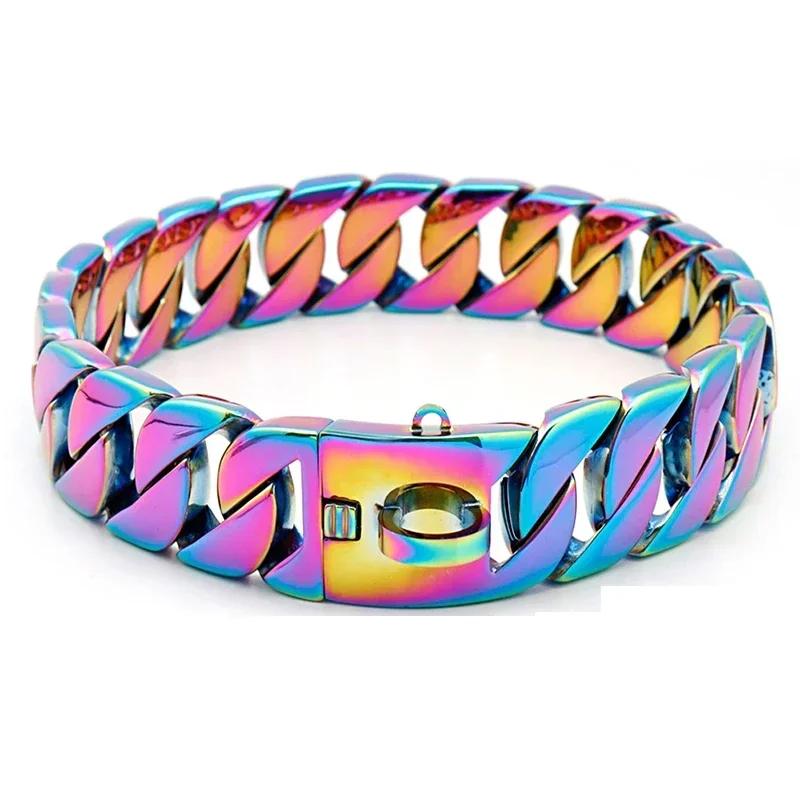 Cadenas de Metal Fuertes para Perros de 32 mm de Ancho Collares Acero Inoxidable Ahogador para Perros Pitbull Collar Dorado para Perros Grandes