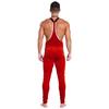 Men's Christmas Cosplay Jumpsuit Plush Ball Zipper with Bowknot Neckband Elastic Strap for Stage