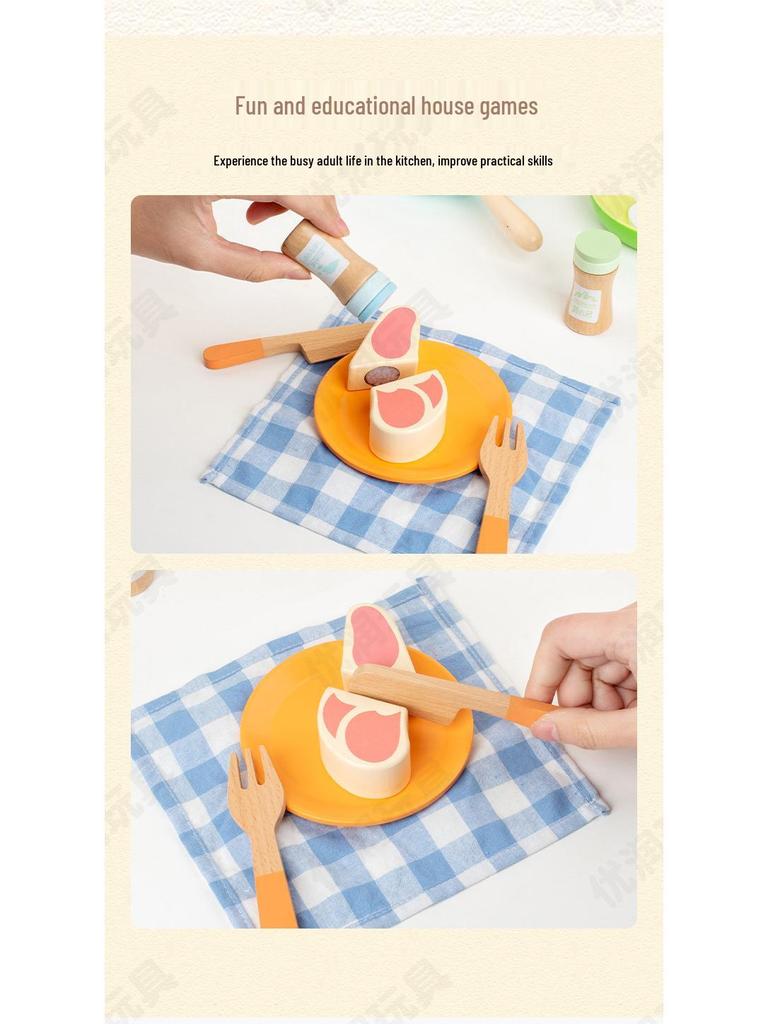 Wooden Play Kitchen Set for Girls (3-6 Years) - Pretend Afternoon Tea Toy