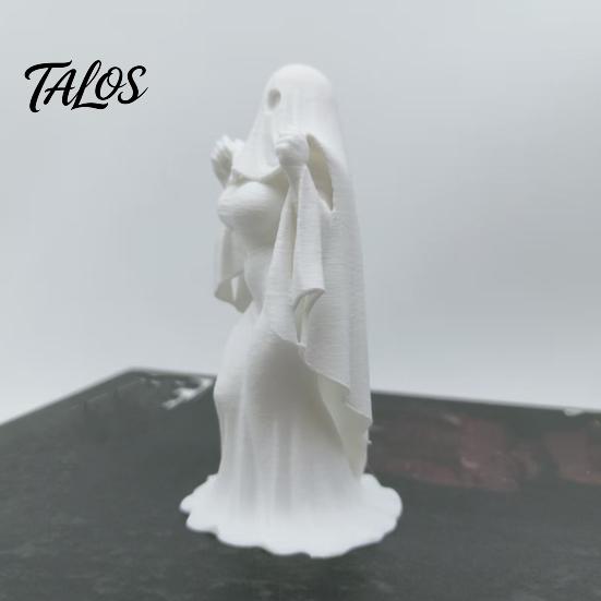 3D Printed Halloween Ghost Bride Statue Ornament, Female Figure Sculpture with Stable Base, Decorative Minimalist Spooky Figurine for Modern Home
