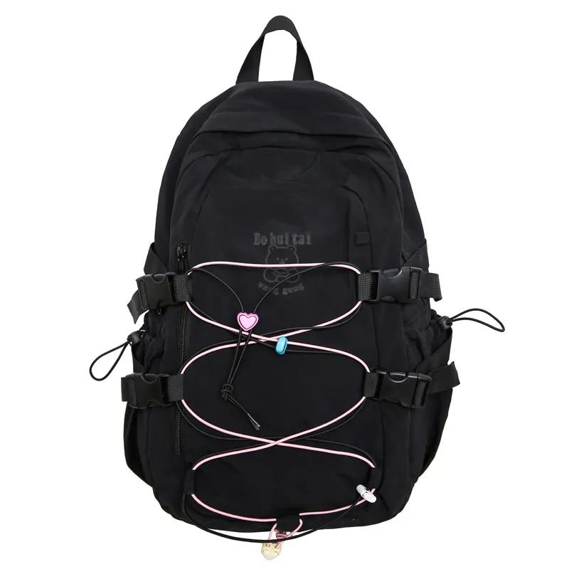 High Quality Solid Nylon Backpack with Soft Shoulder Strap Large Capacity Casual Style Backpack with Air Cushion Strap Simple College Style Bag