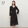 Jiuzi Anna Kou Romantic, Elegant, and High end V-neck Lace Light Dress for Women 2024 Autumn New Collection