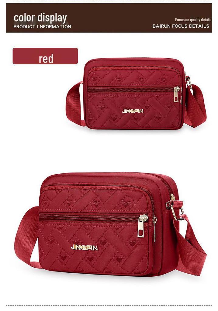 Women's Daily Casual Nylon Cross-Body Shoulder Bag with Multi-Layer Zipper