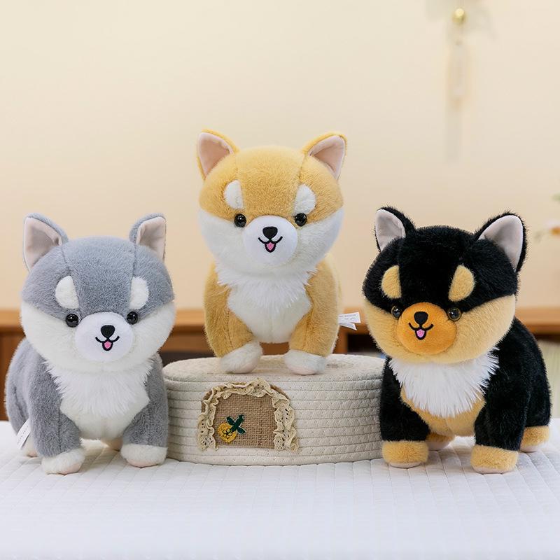 

Corgi Plush Toy Doll - Cute Stuffed Puppy Gift for Kids 25cm чорний