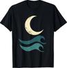 Unisex T-shirt Crescent Moon Teal Ocean Waves Minimalist Coastal Art T-Shirt