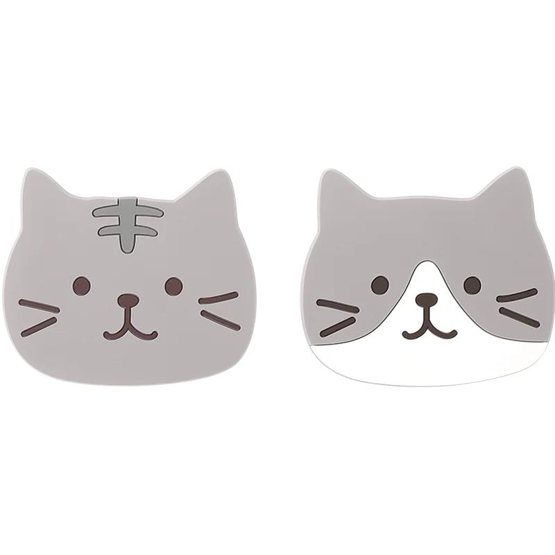 

FaSoLa 2 шт./комплект разноцветных подставок под стаканы в японском стиле с милым мультяшным котом, термостойкий коврик под чашку, противоскользящие подставки из ПВХ