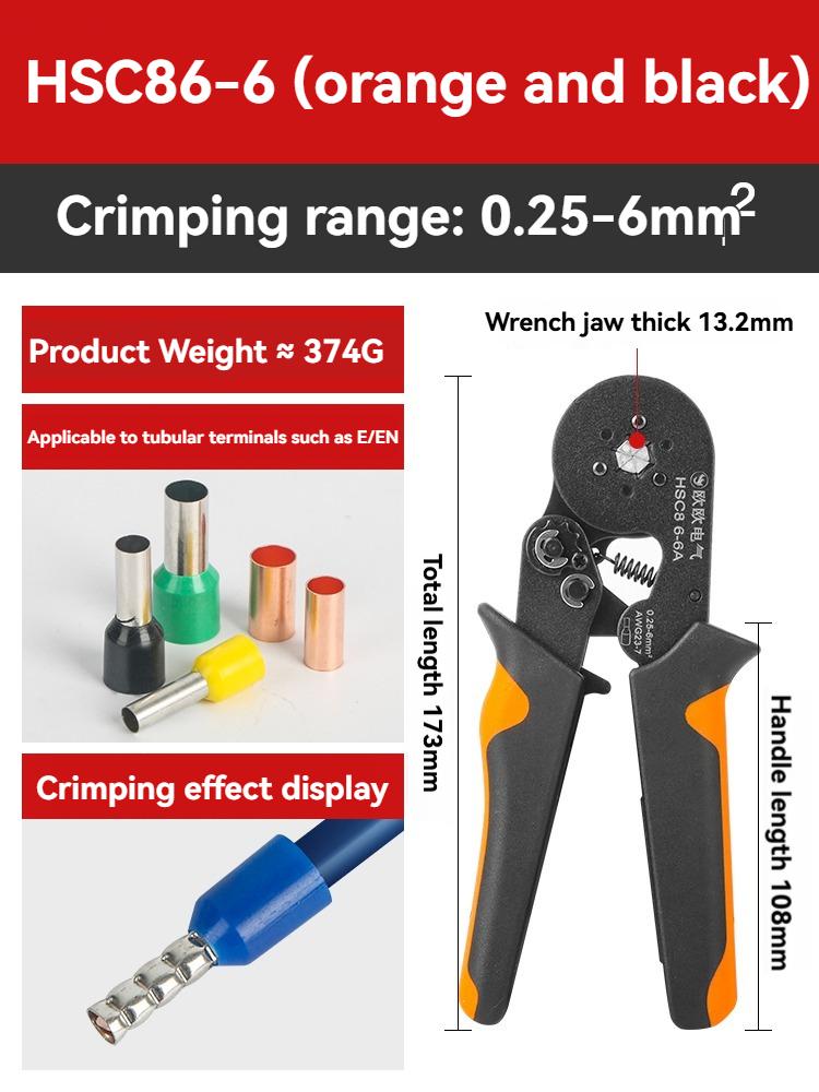 High Quality Cable Wire Crimper Tools Kit Crimping Pliers Ferrule Tube Terminal Crimpers HSC8 6-6 for 0.25-6mm2 AWG(23-10)
