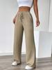 High-Waisted European and American Style Solid Color Drawstring Pants - Fashionably Casual, Comfortable Straight-Leg for Daily Wear