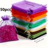 50pcs Colorful Drawstring Organza Gift Bags -for Weddings,Party Favors,Jewelry Storage & Organizing,Gift Bags, Gift Wrap Storage
