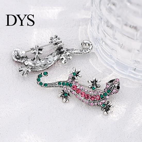 Rhinestone Lizard Jewelry Colorful Gecko Brooch, Vintage Animal Shape Lapel Retro Clothing Accessories Pin, Accessory for Women Men Jackets