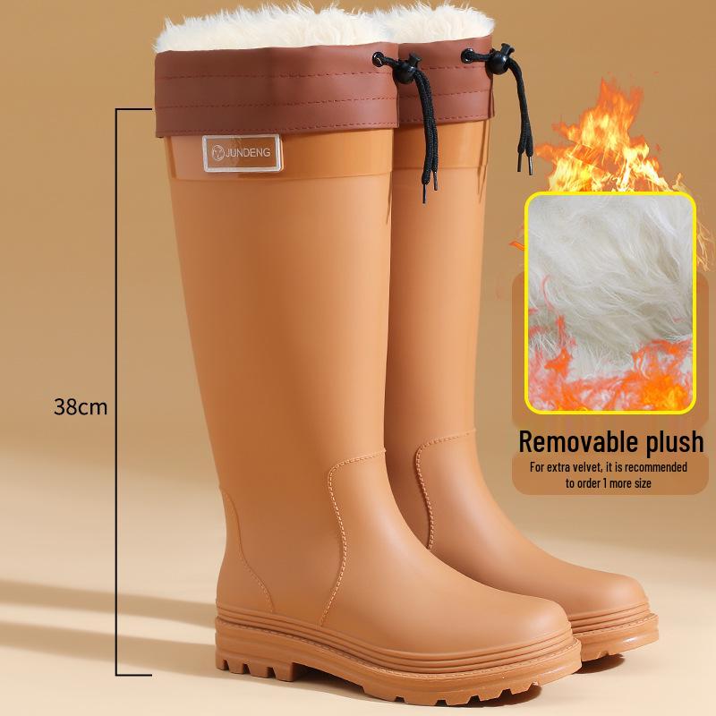 Damesmode Hoge Waterdichte Antislip Rubberen Regenschoenen met Zachte Zool