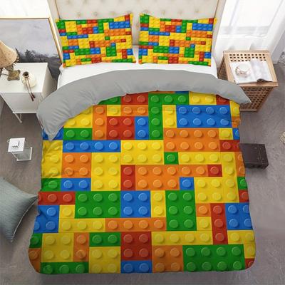 Children'S Building Block Puzzle 3D Digital Printing Quilt Set Three-Piece Shein Tk