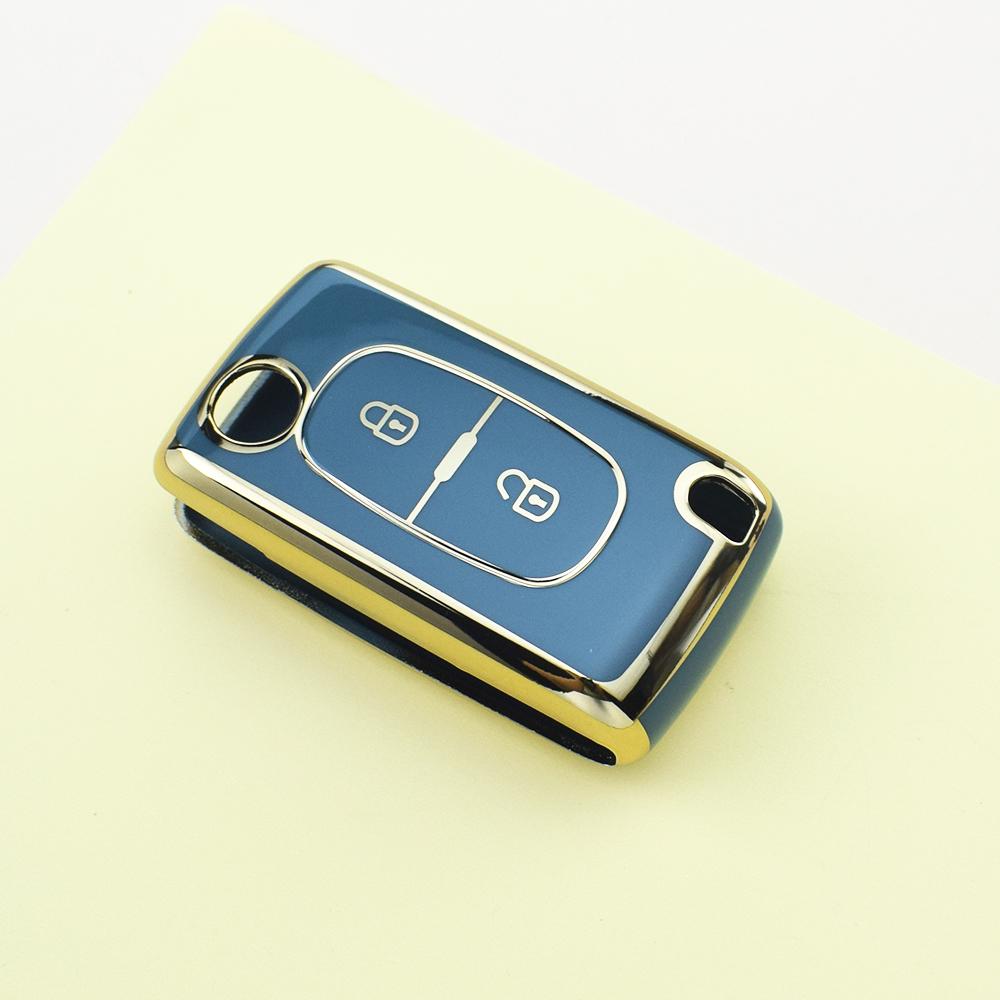 2/3 Buttons Fashion Gold Edge TPU Car Remote Key Case Cover Shell Fob Holder For Peugeot 607 3008 5008 107 207 307 308 407 For Citroen Xsara C5 C6 C8