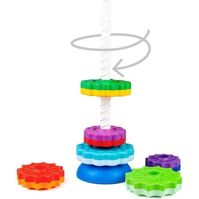 FANCY Grande Pyramide pour Bébé Jouet à Empiler 40 cm - Jouet dÉveil avec Les Engrenages Jeux Éducatifs pour Bébé Empilement et C