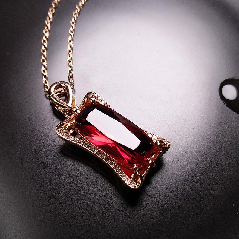 

Royal Red Tourmaline Pendant & Blue Sapphire Emerald Necklace Set