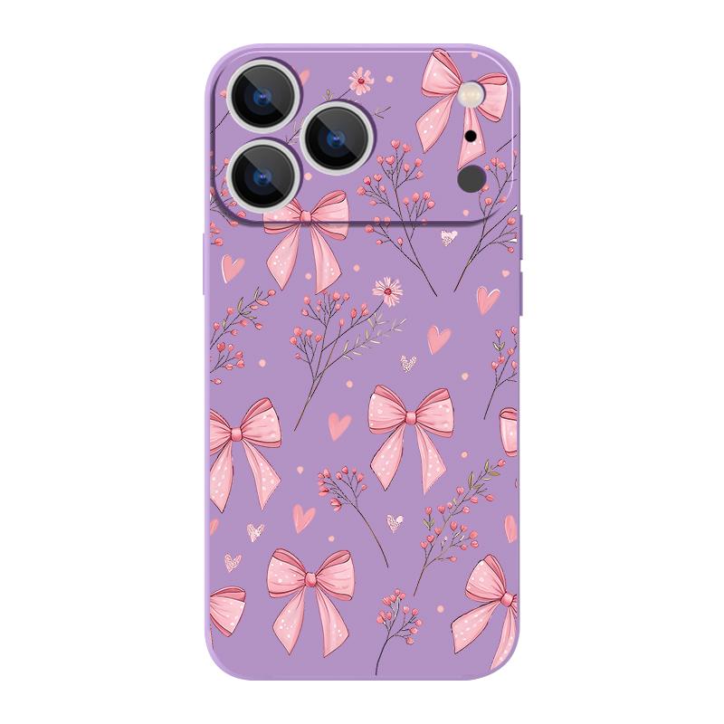 For iPhone 17 Pro Max Case Pink Bowknots Floral Pattern TPU Silicone Soft Cover For iPhone 16 Pro Max 15 14 13 12 11 16E Air