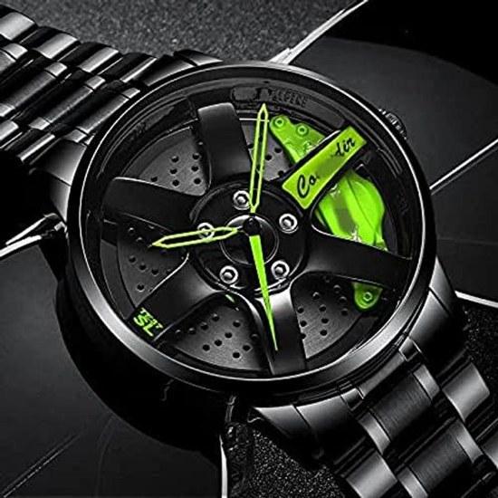 Mens creative wristwatch custom design waterproof sports 3D automotive wheel quartz S.