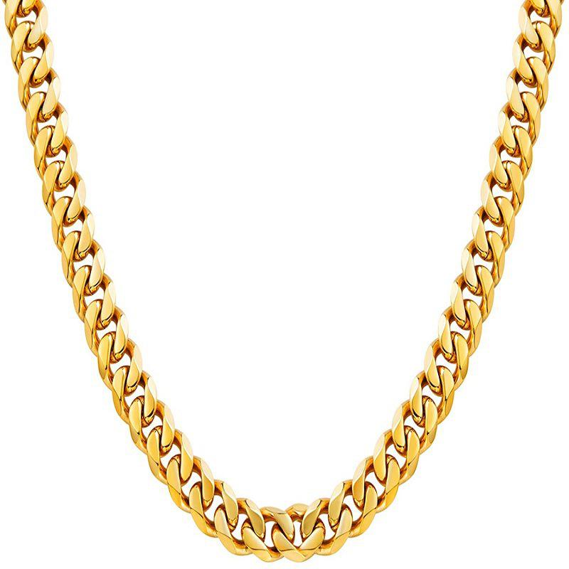 304 Stainless Steel Polished Cuban Chain Necklace: Fashionable Men's and Women's Six-Sided Titanium Clavicle Chain.