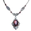 Viktorianischer Tiefroter Ovaler Edelstein Anhänger Exquisites Hohlgeschnitztes Muster Halskette für Frau Halloween Halskette Hexe Schmuck