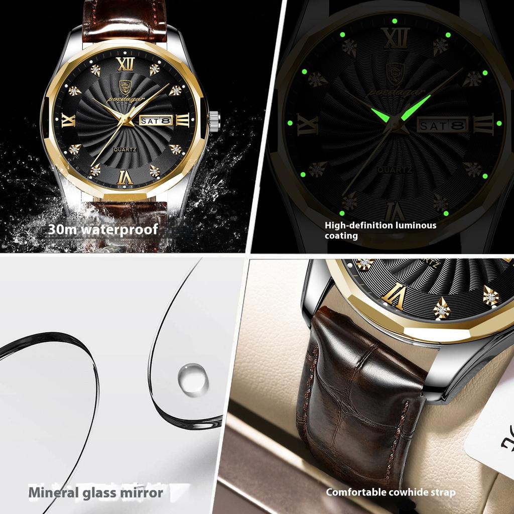 Luxury Men Watches Business Top Brand Man Wristwatch Waterproof Luminous Date Week Quartz Men's Watch High Quality