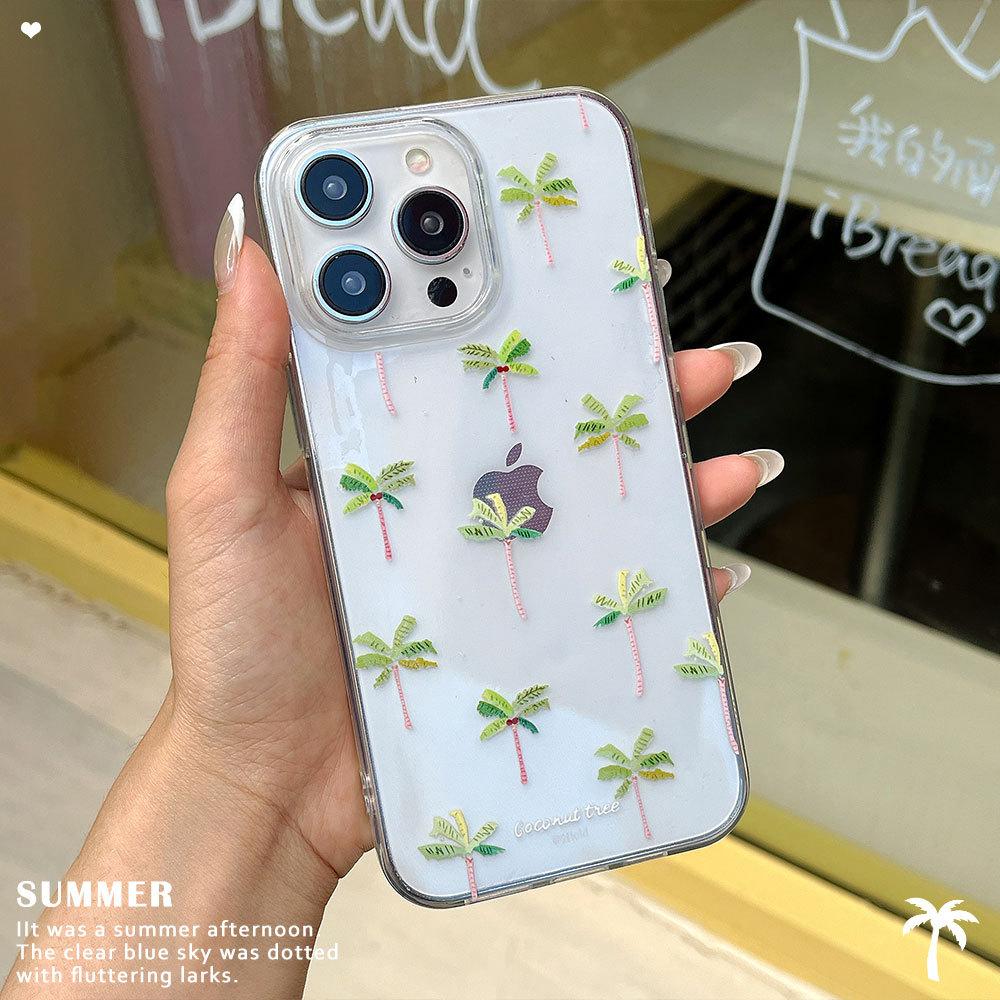 Coconut tree high transparent shell is suitable for Apple 11promax transparent mobile phone case mini coconut tree iPhone11 protective case.