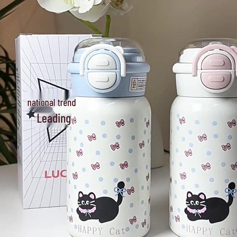 Xiaoyueya 316 Edelstahl Isolierte Kinder-Trinkflasche mit Strohhalm