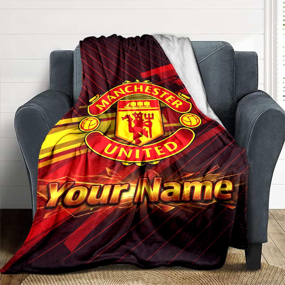 Manchester Personalized Name Blanket Lightweight Customizable Blanket Ultra-Soft Great for Livingroom Chair Couch Picnics All-Season Use