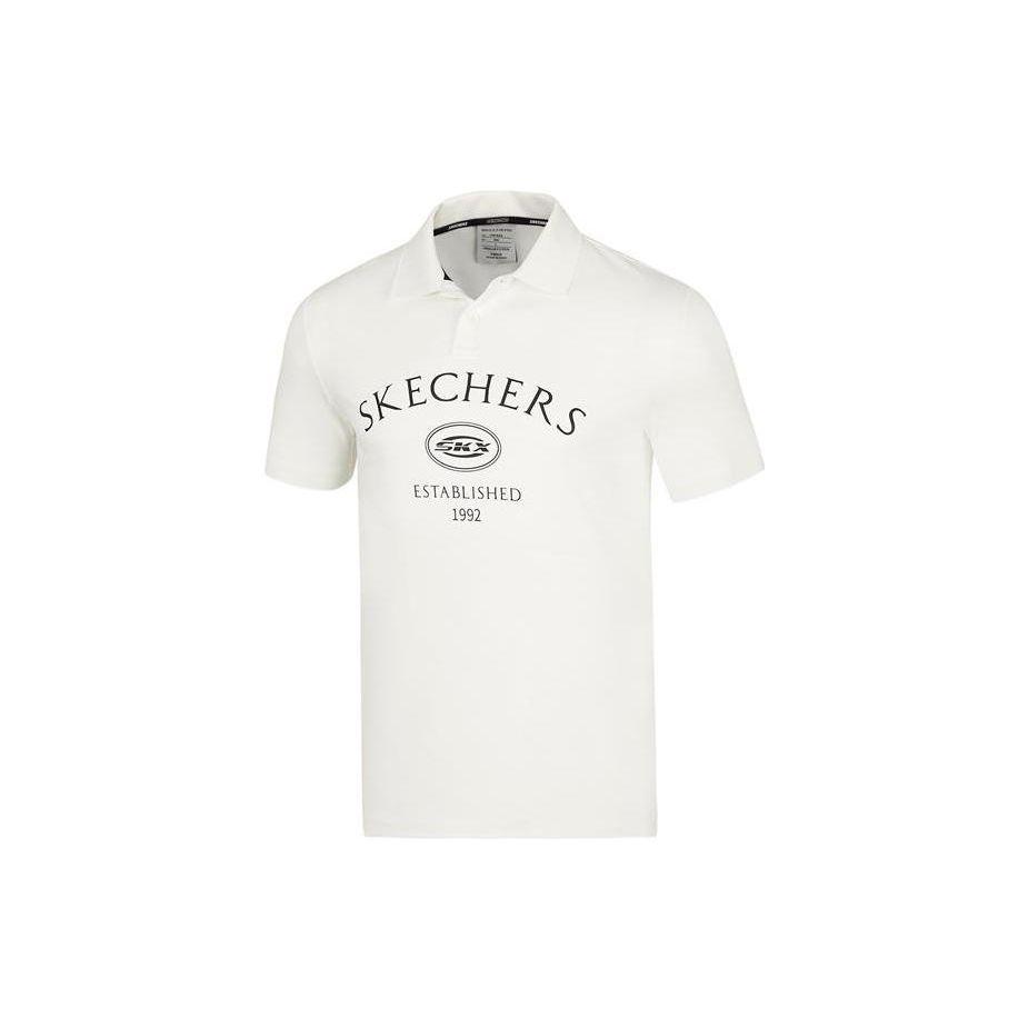 Skechers British Museum Collaboration SS22 Logo Print Polo Shirt Men T-Shirts Cotton-Candy-White P222M002 XL