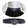 Gothic Waist Belt for Cowgirl Carved Silver Buckle Retro Silver Buckle Waist Chain Stylish Belt Fashion Accessories