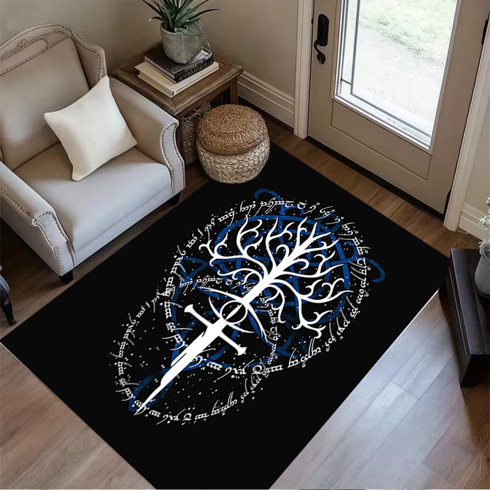 Lord Rings Symbol Carpet Design for Hallway Balcony Entryway Playrooms Antislip Carpet Office Home Decor Wedding Party Gift