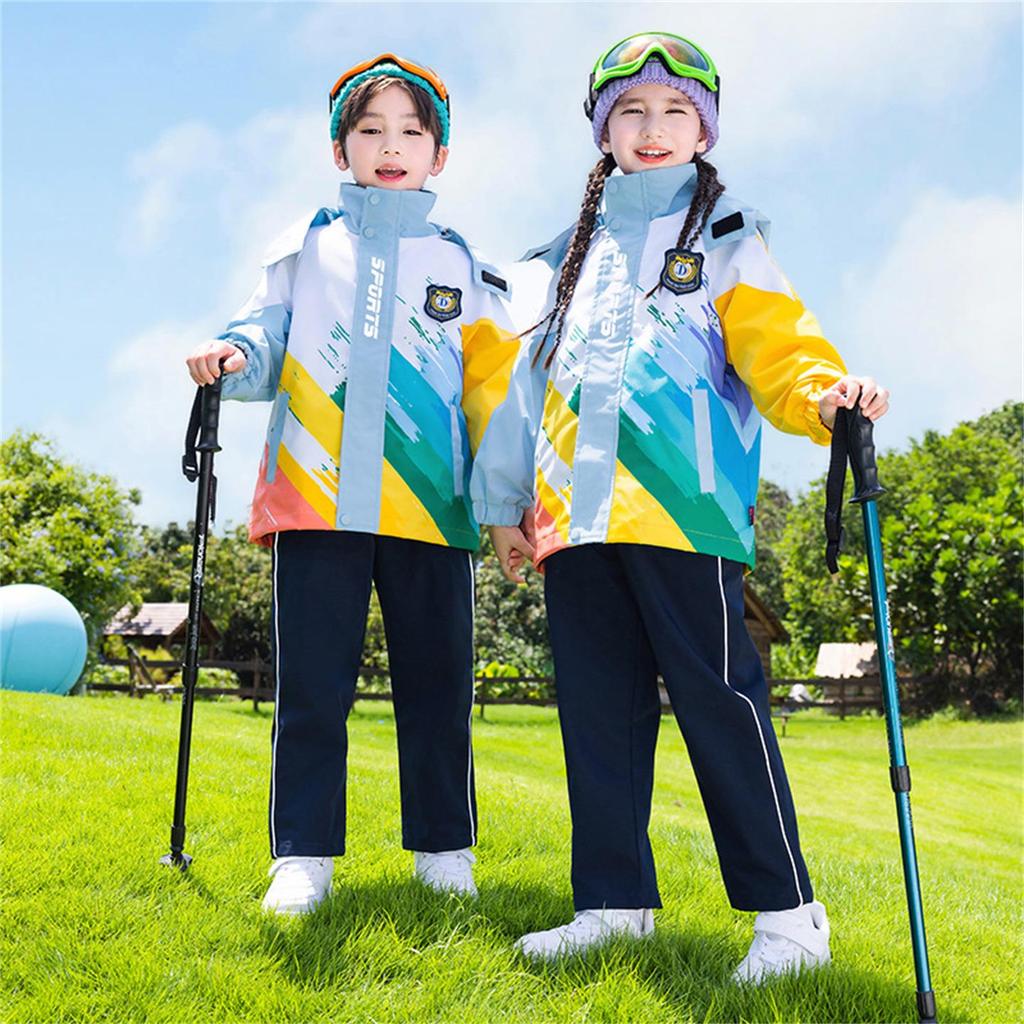 Dziecięcy Zestaw Wiatrówki na Jesień/Wiosnę do Szkoły Podstawowej (Trzy-częściowy) - Nadaje się na zawody sportowe dla pierwszej klasy i do przedszkola.