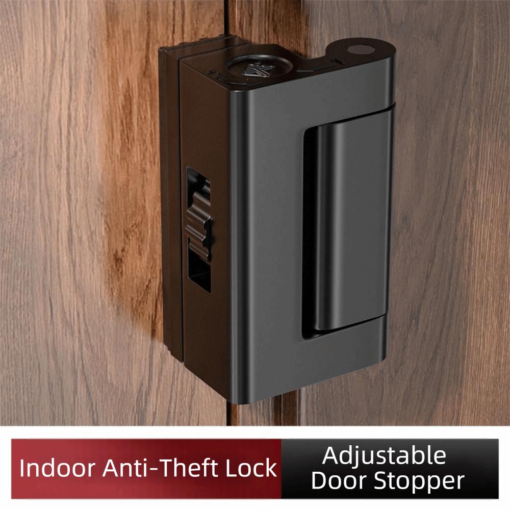 Durable Aluminum Alloy Door Lock Reinforcement Heavy Duty Adjustable Knob Anti-Theft Door Lock Punch-Free Security Clasp Hotel