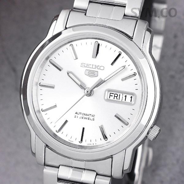 Seiko 5 Automatisk sølv metallklokke for menn