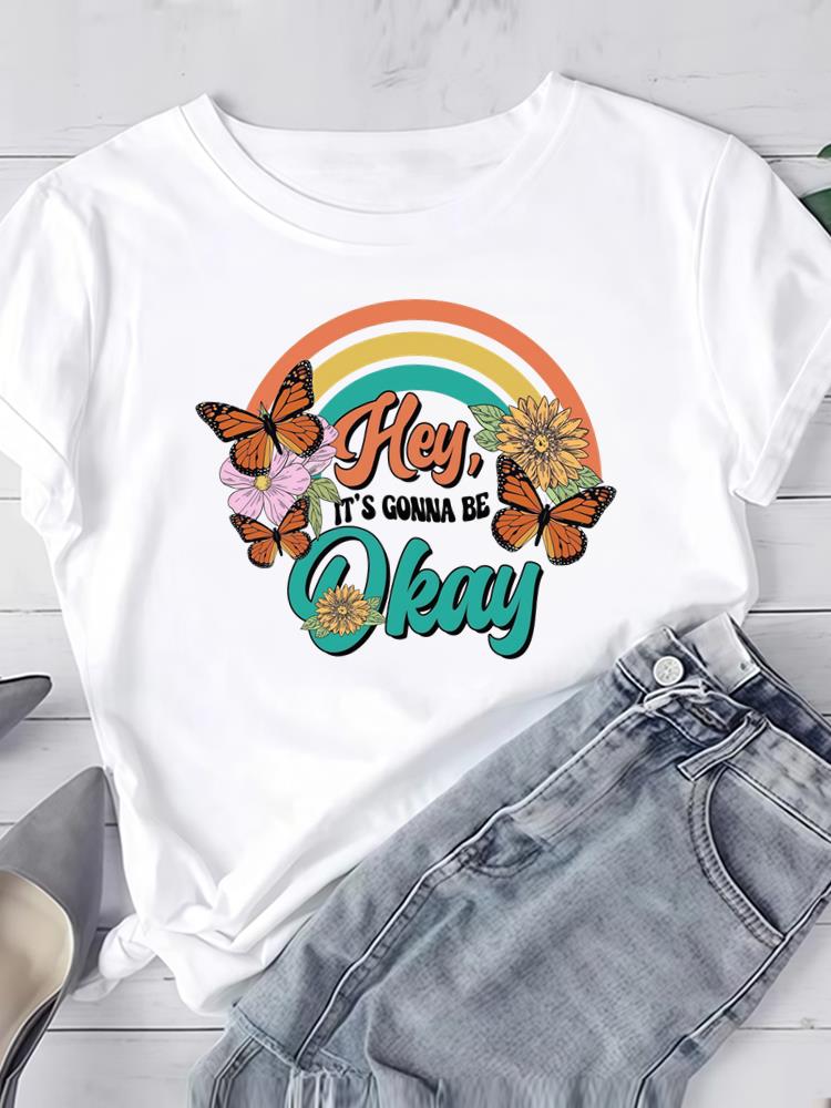 (Asiatische Größe) Liebe Druck Kleidung T-Shirt Damen Mode Tee Top Frau Druck Weiblich Kurzarm Grafik-T-Shirts