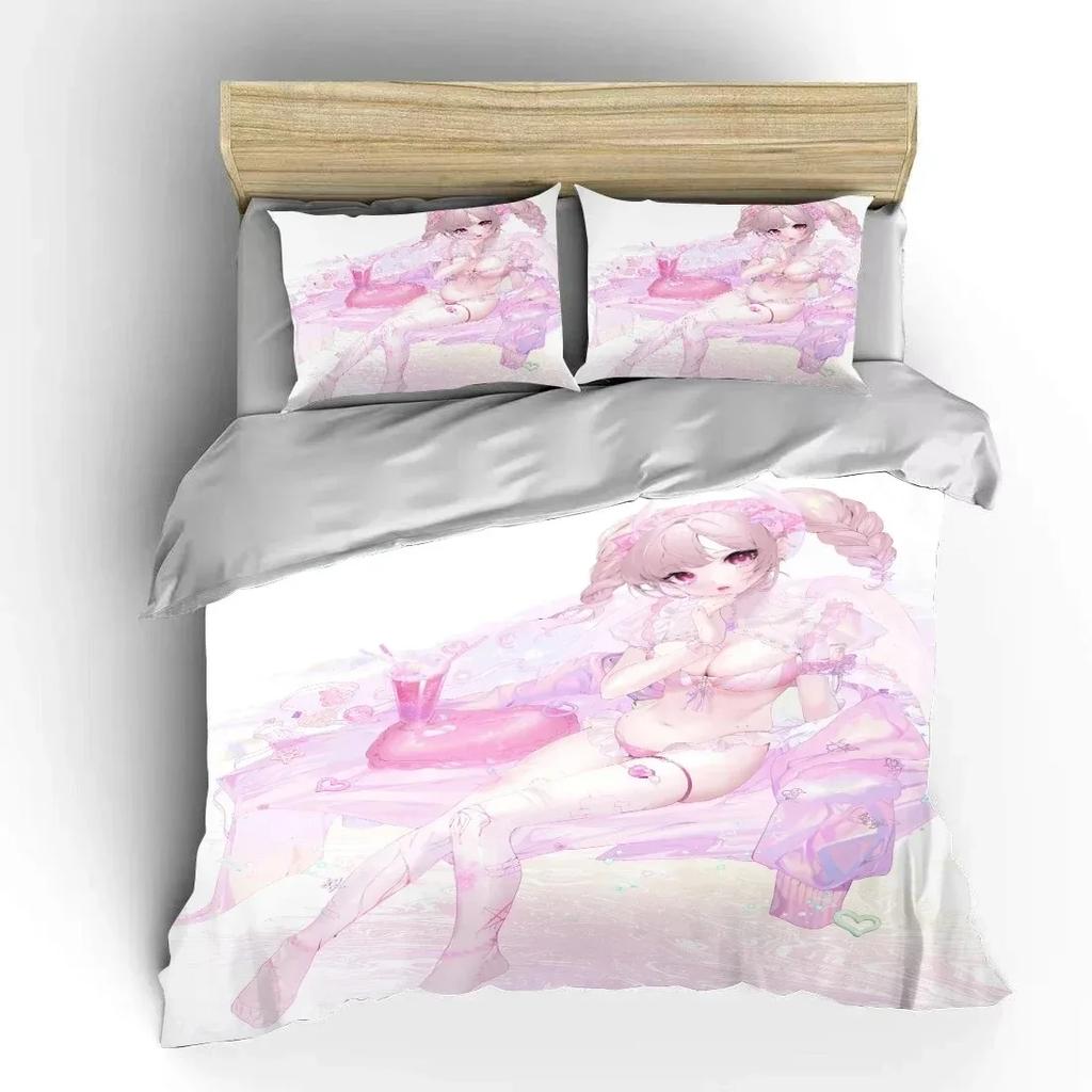 Japanese 3D Anime Moe Double Bed Duvet Cover Bed European Bedding Sets Home Textiles Luxury Pillow Cases Bedroom Bedding Sets