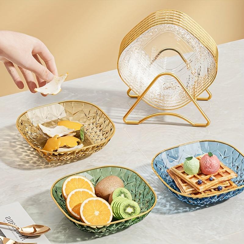 Square Trays with Golden Borders, Suitable for Serving,  Fruits, Desserts, Cakes, Snacks, Breakfast