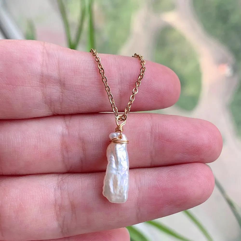 Real Natural Freshwater Pearl Necklace for Women Irregular Round Square Coin Stick Drop Baroque Pearl Pendant Necklace Choker