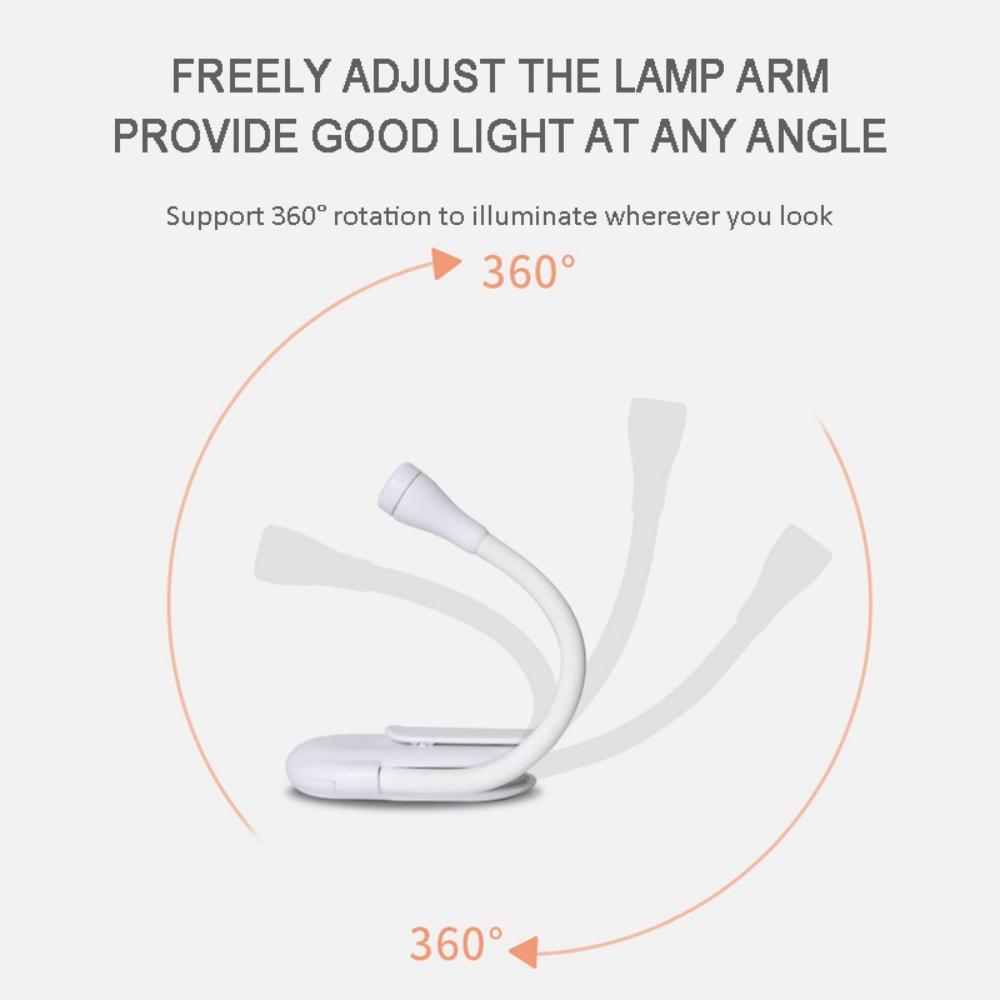 Portable LED Book Lights USB Rechargeable Eye Protection Night Light Mini 360°Clip-On For Reading Lamp Travel Bedroom Led