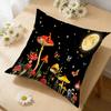1Pc Fantasy Mushroom Moon Star Cushion Cover Black Printed Pillowcase For Sofa Bed Decorative Home Living Room Soft Breathable